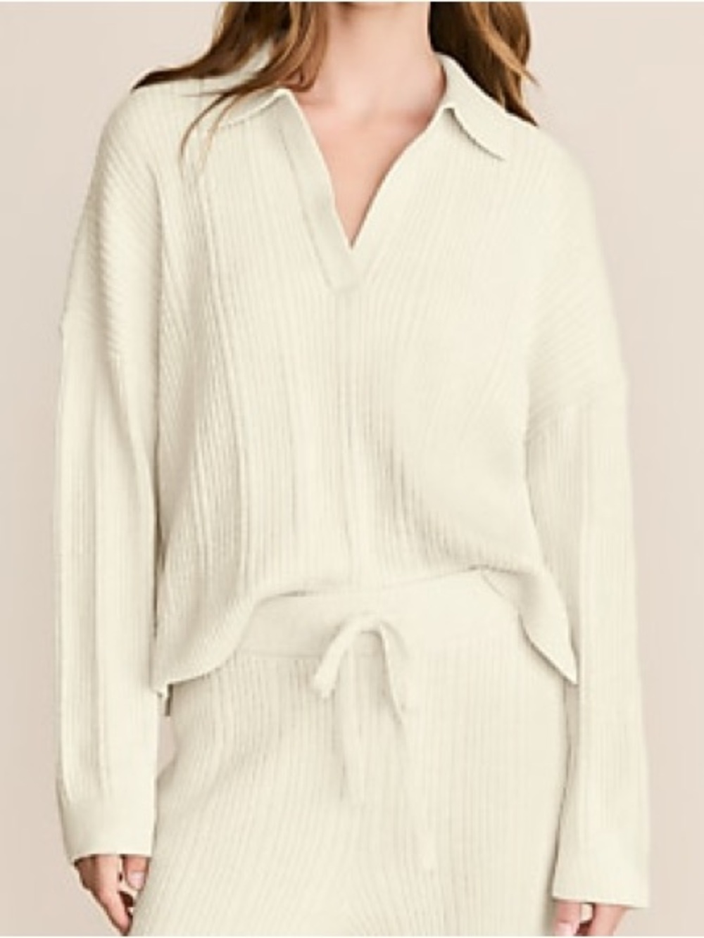 Lou & Grey Light Cream Ribbed Pullover